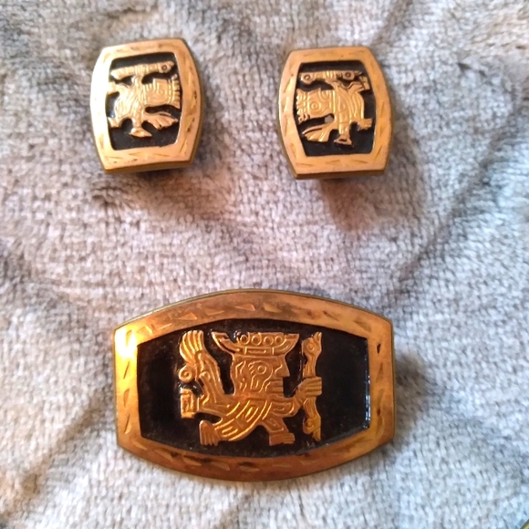 Vintage Cusco Jewelry Set 18K Gold and Sterling Silver - Picture 2 of 6